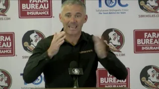 RILED UP: FSU head coach Mike Norvell goes off after asking to how to recruit during losing skid