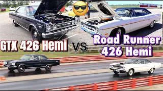 1970 Road Runner 426 Hemi vs 1967 Plymouth GTX 426 Hemi - PURE STOCK DRAG RACE