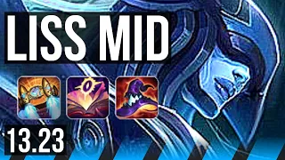 LISSANDRA vs YASUO (MID) | 6 solo kills, 1100+ games, 1.7M mastery, 15/5/12 | KR Master | 13.23