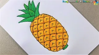 Pineapple fruit drawing 🍍🍍 The easiest rule or technique to draw a pineapple🍍🍍 Painting