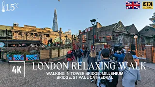 London Walk 2023 | Relaxing Walking Tour in Tower Bridge to St Paul's Cathedral | City of London 4K