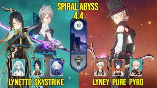 C6 Lynette Skystrike & C0 Lyney Pure Pyro | 4.4 Spiral Abyss Floor 12 Genshin Impact