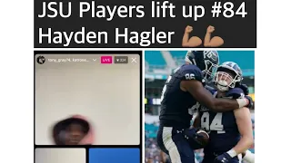 JSU players Lift up #84 Hayden Hagler after hate sent his way after Celebration Bowl loss