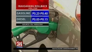 24 Oras: Oil price rollback, inaasahang ipatutupad sa darating na Linggo