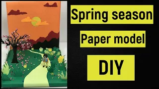 Spring season paper model | Seasons model making | Colorful spring season model | @diyasfunplay