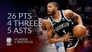 Mikal Bridges 26 pts 4 threes 5 asts vs Sixers 2023 PO G3