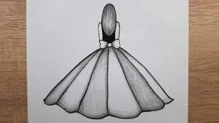 Adım adım kolay, Elbiseli kız çizimi, Kolay ve öğretici çizimler nasıl yapılır Elbiseli kız çizimi