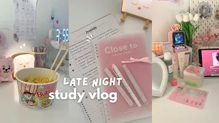 late night study vlog🎀pulling an all nighter, lots of coffee, k-skincare routine, productive + cozy