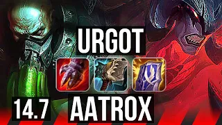 URGOT vs AATROX (TOP) | 9 solo kills, 500+ games, 15/3/2, Dominating | EUW Master | 14.7