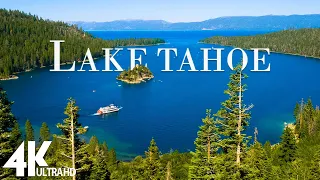 FLYING OVER LAKE TAHOE (4K UHD) - Amazing Beautiful Nature Scenery with Piano  Music - 4K Video HD