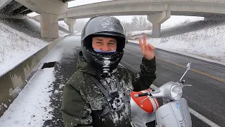 Snowy Ride Home from Kissell Motorsports on my Vespa GTS