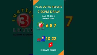 Lotto Result Today 9PM Draw Swertres Ez2 - April 05, 2023 #shorts