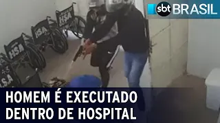 Homem é executado a tiros em hospital do Guarujá | SBT Brasil (25/04/22)