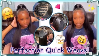 Perfection Quick Weave 🔥Sleek Half Up Half Down Hairstyle w/ Leave Out | Voiceover Ft.@UlaHair