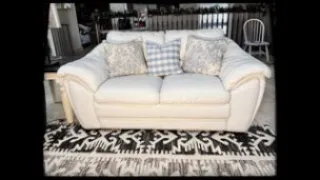 Easy DIY how to turn a dark leather sofa into a white sofa using Dixie Belle Silk mineral paint