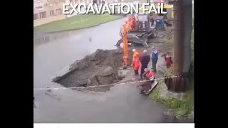 Construction Fail #1  - Bucket hits underground power cable.