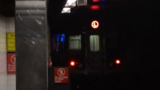 Manhattan-bound R160A-1 (L) train leaving Myrtle Avenue-Wyckoff Avenue (BMT Canarsie Line)