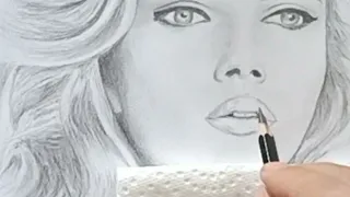 Drawing the Lips of Scarlett Johansson in pencil