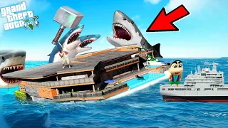 GTA 5 : Franklin Crashed and Stuck On A Floating Franklin's House Surrounded By Sharks in GTA 5