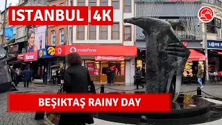 Lovely Rainy Day In Istanbul Besiktas District Walking Tour|4k UHD 60fps