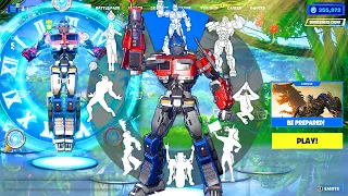 Optimus Prime Fortnite doing all Funny and Glitched Built-In Emotes #transformersriseofthebeasts