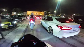 Taking a night ride on my Yamaha R1 | Car Meet/Highway Pulls