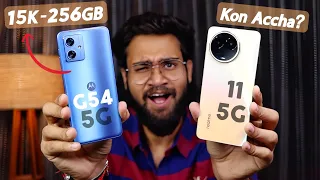 MOTO G54 5G vs Realme 11 5G *Full Comparison* ⚡ Konsa Better? Best Phone Under ₹15,000 😱