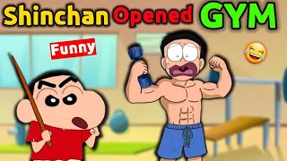 Shinchan And Nobita Opened GYM 😱 || 😂 Funny Game || Roblox GYM Tycoon