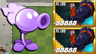 PvZ 2 Goo Peashooter & Other Plants vs Zombie Turkey LEVEL 100