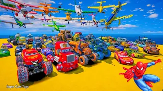 Cars McQueen Monster Trucks Mack Miss Fritter Tow Mater Police Cruz Ramirez Superfly Todd Krash Toys