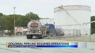 Colonial Pipeline resumes operations - but fuel shortages still expected