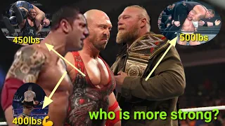 who is more strong Brock Lesnar vs ryback vs batista in WWE! Brock vs batista strength comparison