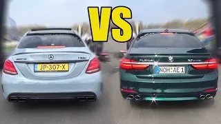 ALPINA BMW B7 BiTurbo vs C63S AMG vs AUDI RS3 - DRAG RACE