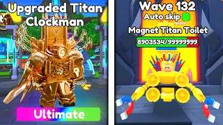 😱I WENT 132 WAVES WITH UPGRADED CLOCKMAN!⏱️NEW RECORD!💎| Roblox Toilet Tower Defense