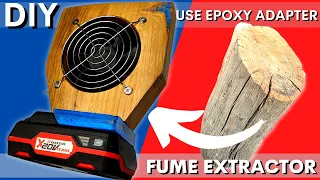 Parkside X20V Team Battery, Make a Fume Extractor. Use an Oak Log and an Epoxy resin Adapter.