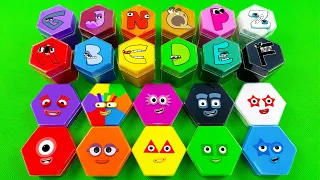 Numberblocks & Alphablocks – Looking All CLAY with Hexagon Shapes Mixing Colorful, ASMR