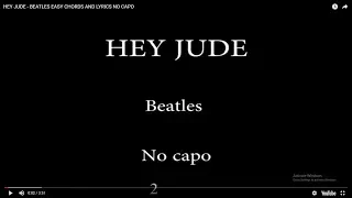 HEY JUDE - BEATLES EASY CHORDS AND LYRICS NO CAPO