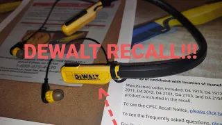 ALERT!!! RECALL!!! DEWALT JOBSITE PRO WIRELESS EARPHONES