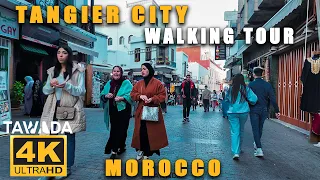 Tangier city DAY TO NIGHT walking tour 2024 - Morocco 4k UHD