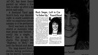 Newspaper Report On The Death Of AC/DC Singer Bon Scott