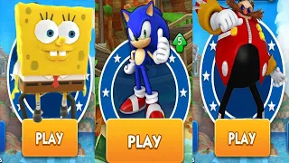 Sonic Dash Vs Tag with Ryan SpongeBob SquarePants Vs Sonic Dash-All Characters Unlocked All Vehicles