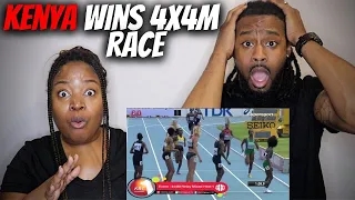 🇰🇪 American Couple Reacts "Kenya wins 4x4M Relay Mixed Heat 1"