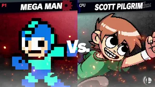 Smash Bros Ultimate - Scott Pilgrim VS 8-Bit Mega Man Gameplay