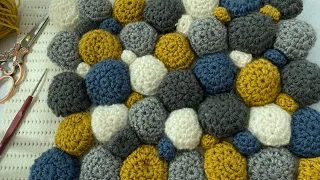 HALI KAYDIRMAZ ÜZERİNE TIĞ İŞİ TAŞ GÖRÜNÜMLÜ PASPAS YAPIMI/stone look mat making crochet