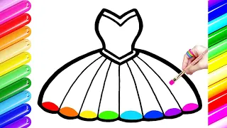 How To Draw a Rainbow Dress Easy | Painting, Coloring For Kids and Toddlers.