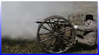 FIRST MACHINE GUN DEMO 1897 by Hiram Maxim (HD COLORIZED) #shorts