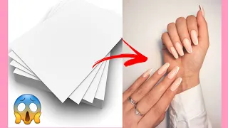 diy  fake nails 😱|use only paper and glue| #viral #diynails #video