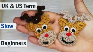 How to Crochet Reindeer Ornament / Crochet Christmas decoration Pattern / Reindeer applique RAOCK