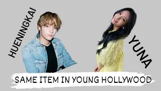 Hueningkai (TXT) and Yuna (Itzy) moments in the Young Hollywood