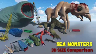 Sea Monsters Size Comparison 3D 2024 ||  Bloop Vs El Gran Maja 🐊🐉🐲🦖🦐🐙